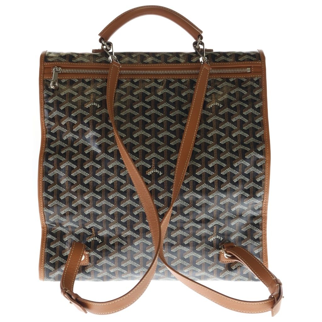 Goyard Saint Léger Herringbone Backpack Brown Leather Silver — view 2