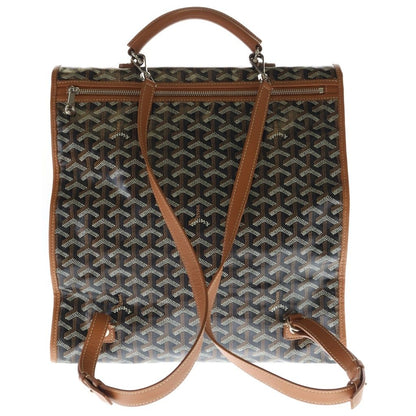 Goyard Saint Léger Herringbone Backpack Brown Leather Silver — view 2