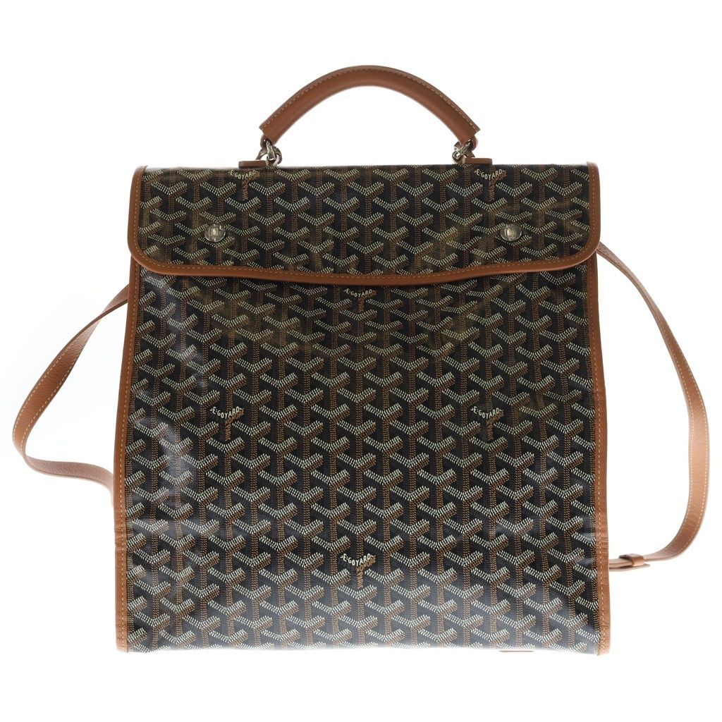 Goyard Saint Léger Herringbone Backpack Brown Leather Silver
