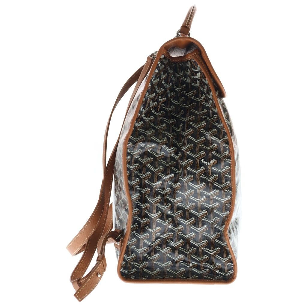Goyard Saint Léger Herringbone Backpack Brown Leather Silver — view 3