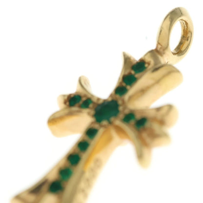 Chrome Hearts 22k Tny Crsf P Emld Tiny Fat Cross Pave Emerald Pendant Gold — view 6