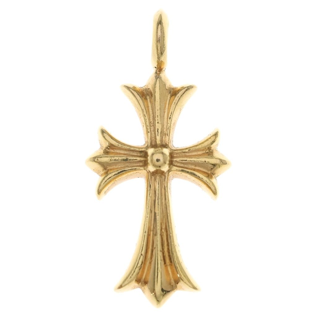 Chrome Hearts 22k Tny Crsf P Emld Tiny Fat Cross Pave Emerald Pendant Gold — view 2