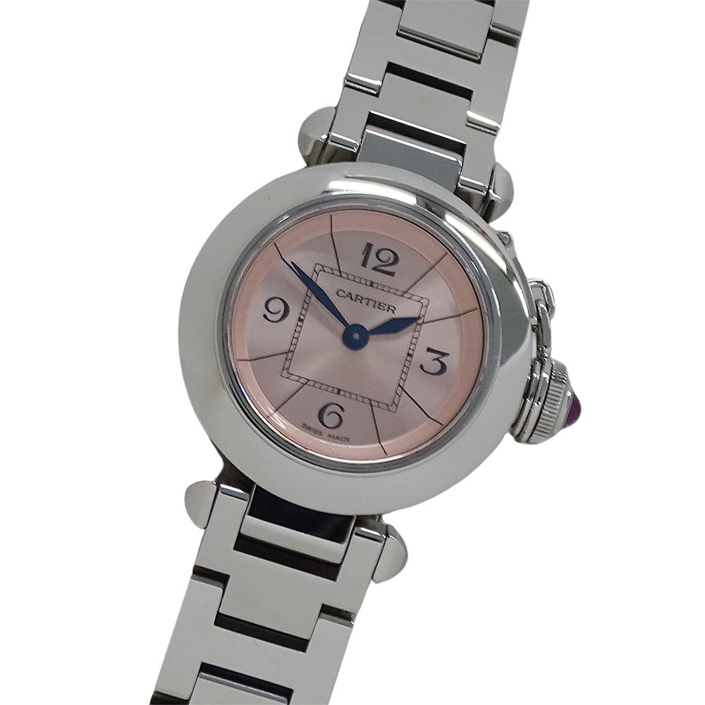 Cartier Watch Miss Pasha Quartz Stainless Steel Silver Pink Round Polished