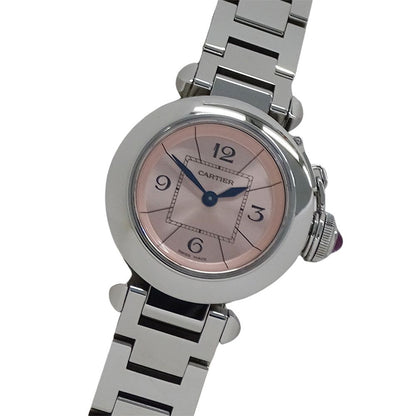 Cartier Watch Miss Pasha Quartz Stainless Steel Silver Pink Round Polished