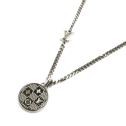 Louis Vuitton Metal Pendant Damier Staple Necklace 45 50 55 cm