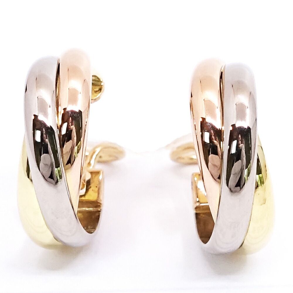 Cartier 18k Yellow Gold WG PG Trinity Earrings Bullion