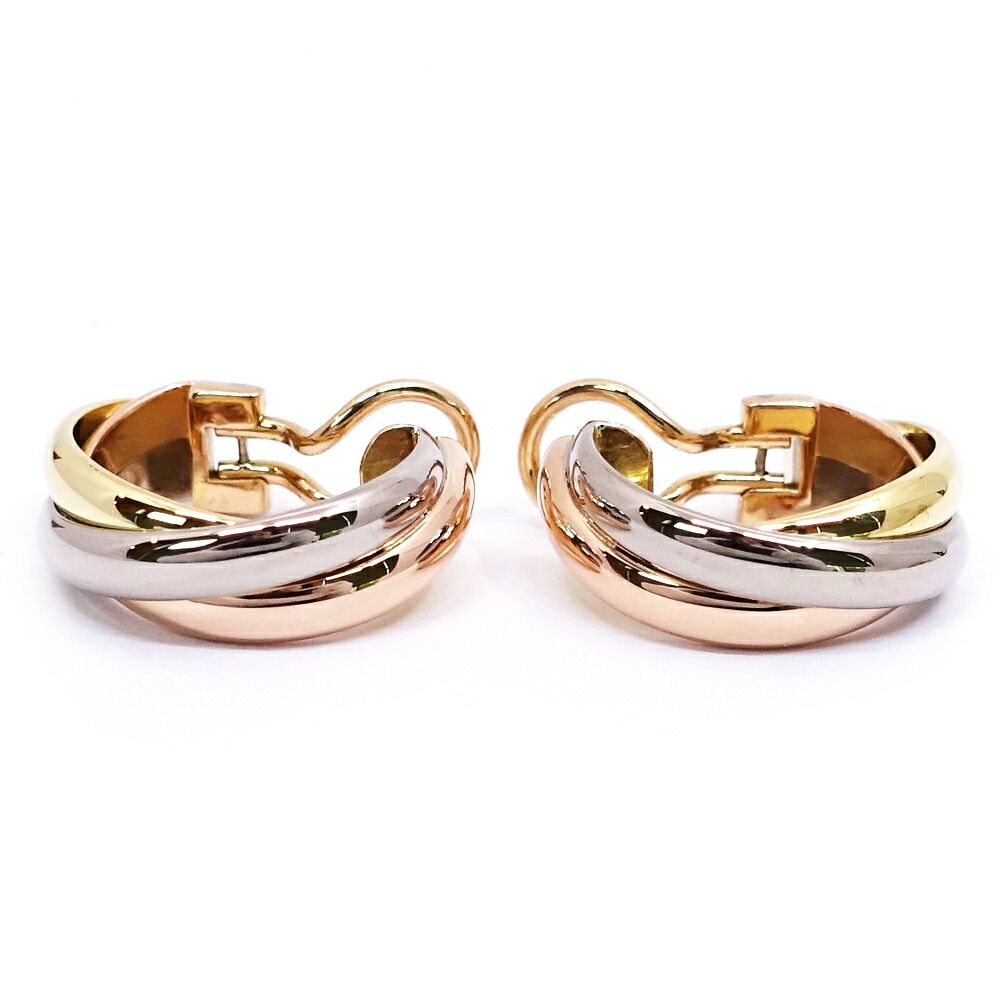 Cartier 18k Yellow Gold WG PG Trinity Earrings Bullion — view 3