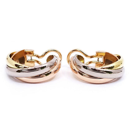 Cartier 18k Yellow Gold WG PG Trinity Earrings Bullion — view 3