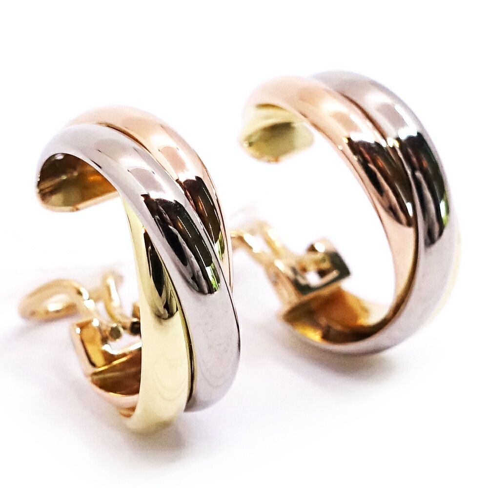 Cartier 18k Yellow Gold WG PG Trinity Earrings Bullion — view 4