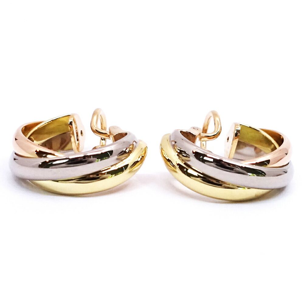 Cartier 18k Yellow Gold WG PG Trinity Earrings Bullion — view 7