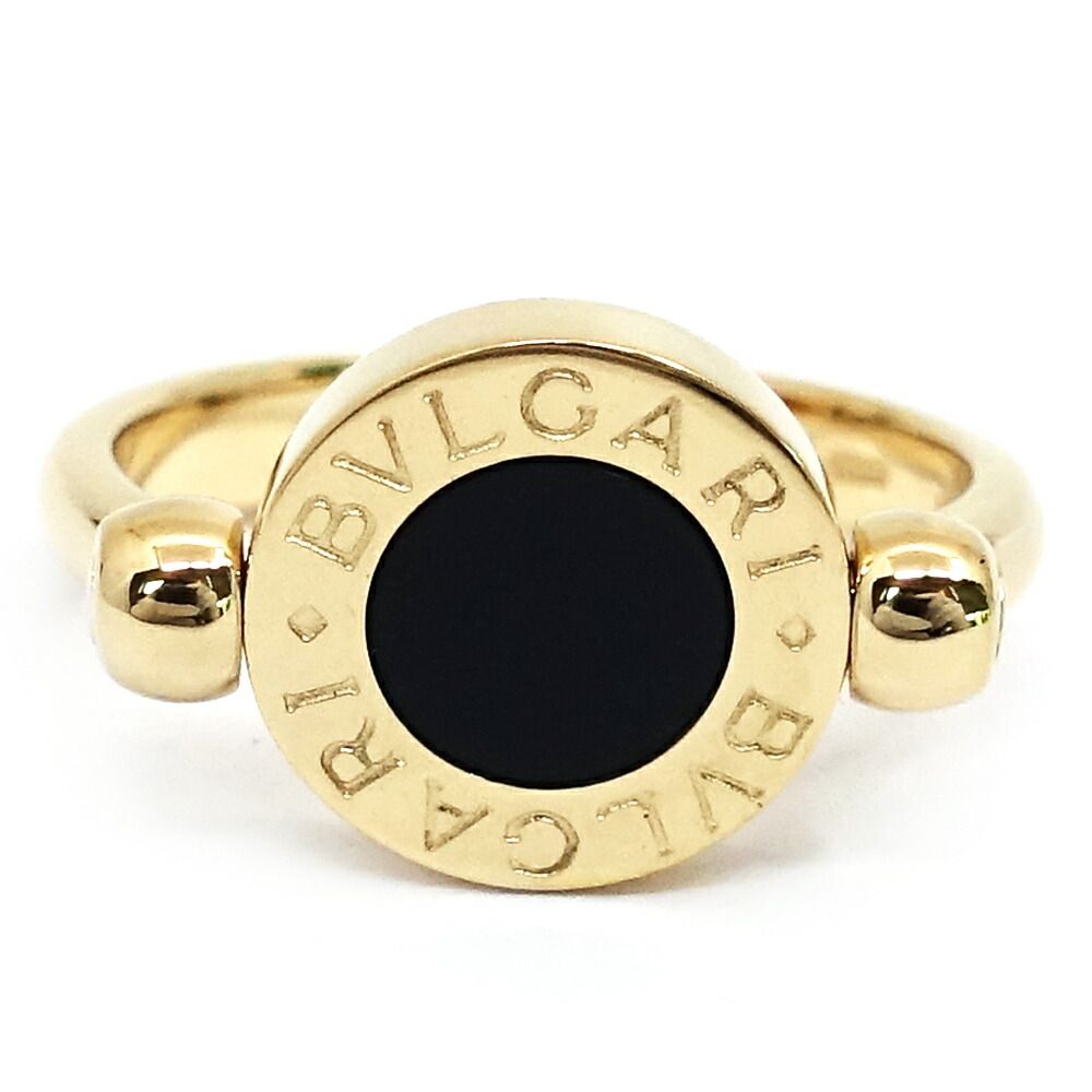 Bvlgari Bulgari 18k Yellow Gold Flip Ring Reversible Onyx Coral