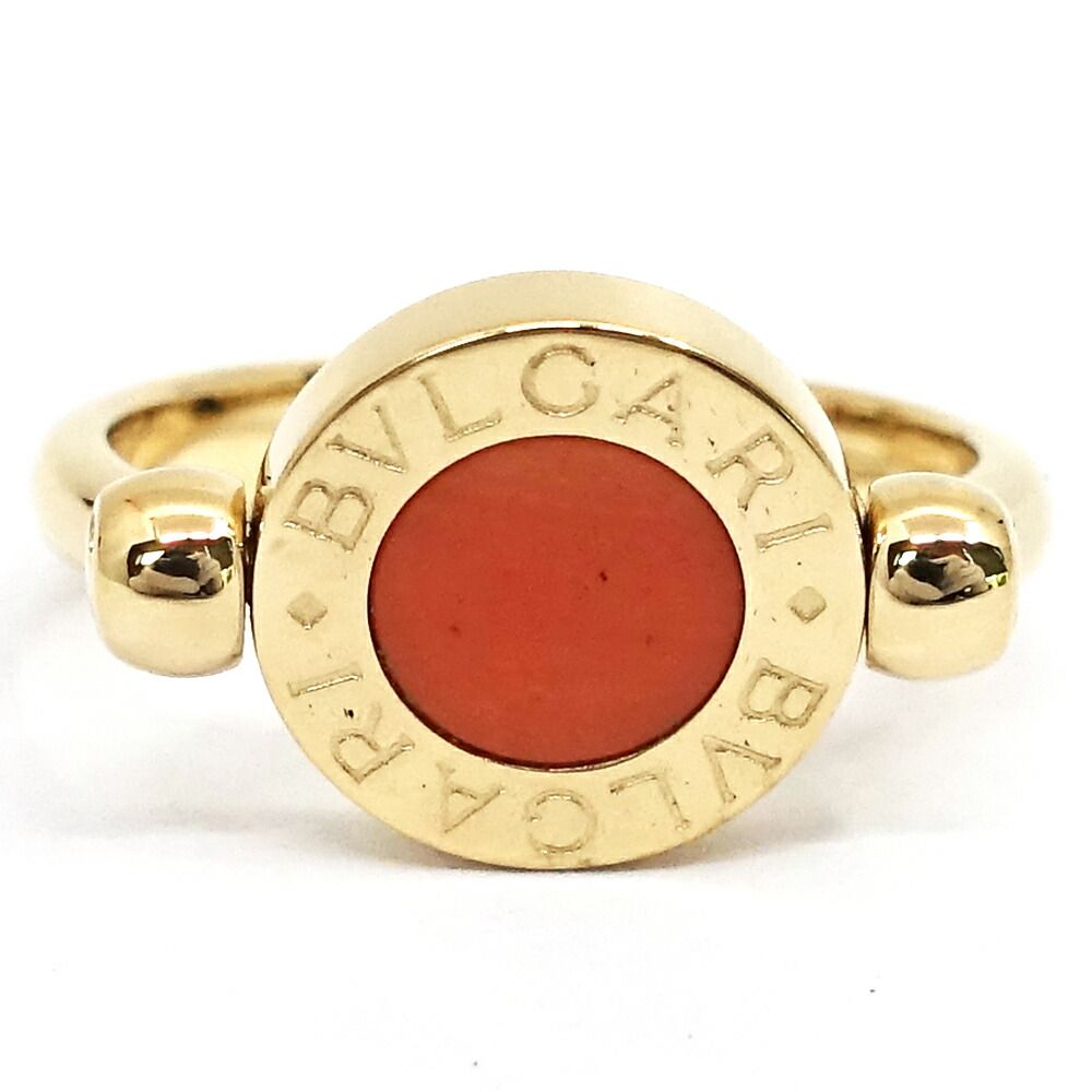 Bvlgari Bulgari 18k Yellow Gold Flip Ring Reversible Onyx Coral — view 2