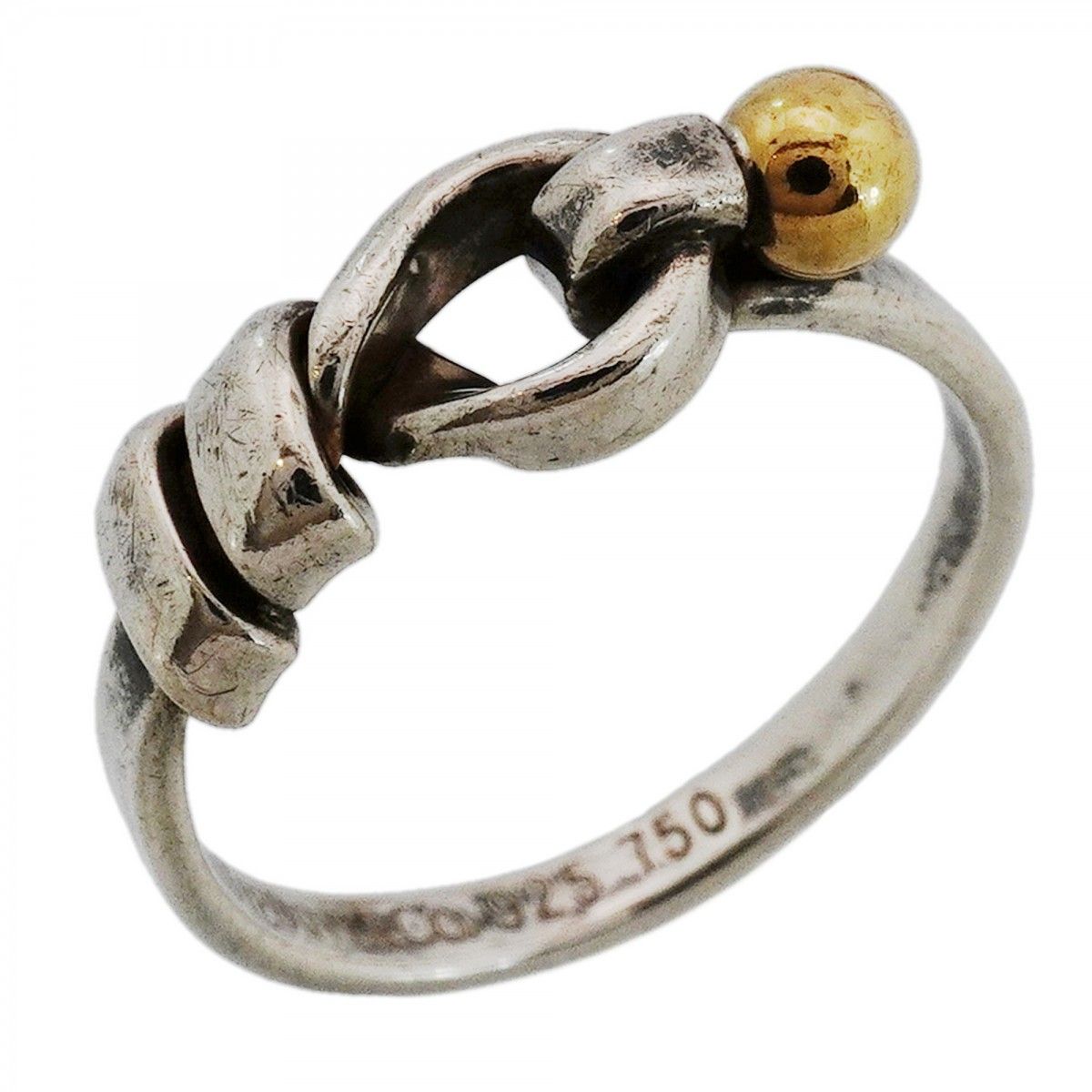 Tiffany & Co Ring Hook Eye 18k Yellow Gold 925 Sterling Silver