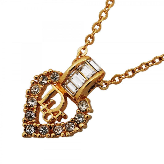 Dior Necklace Logo Gold Plated Rhinestone