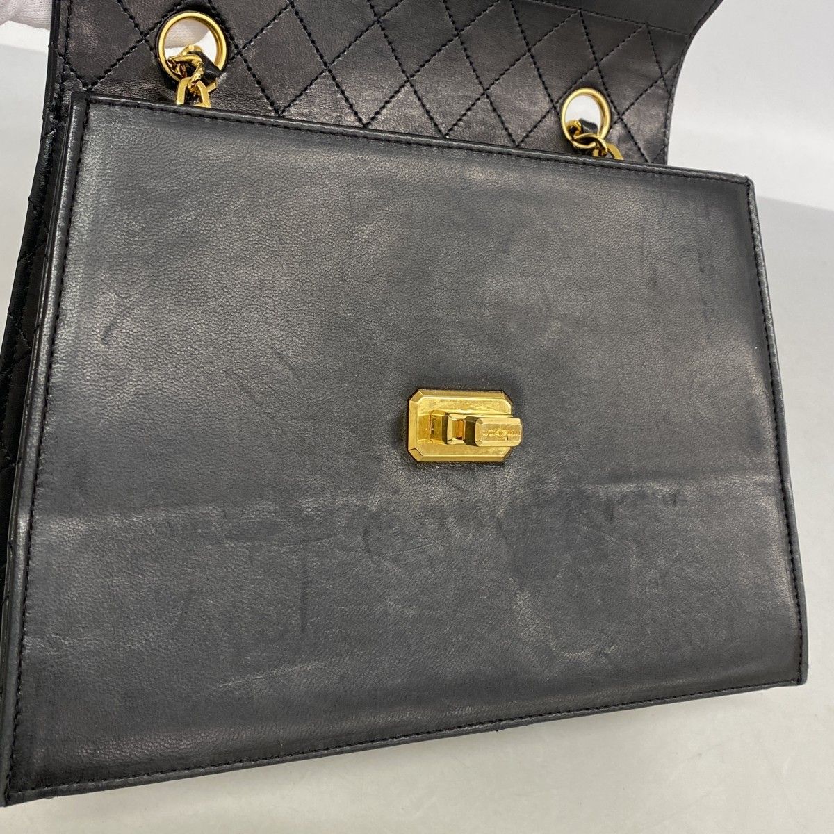 Chanel Shoulder Bag Quilted Lambskin Black Gold — view 8