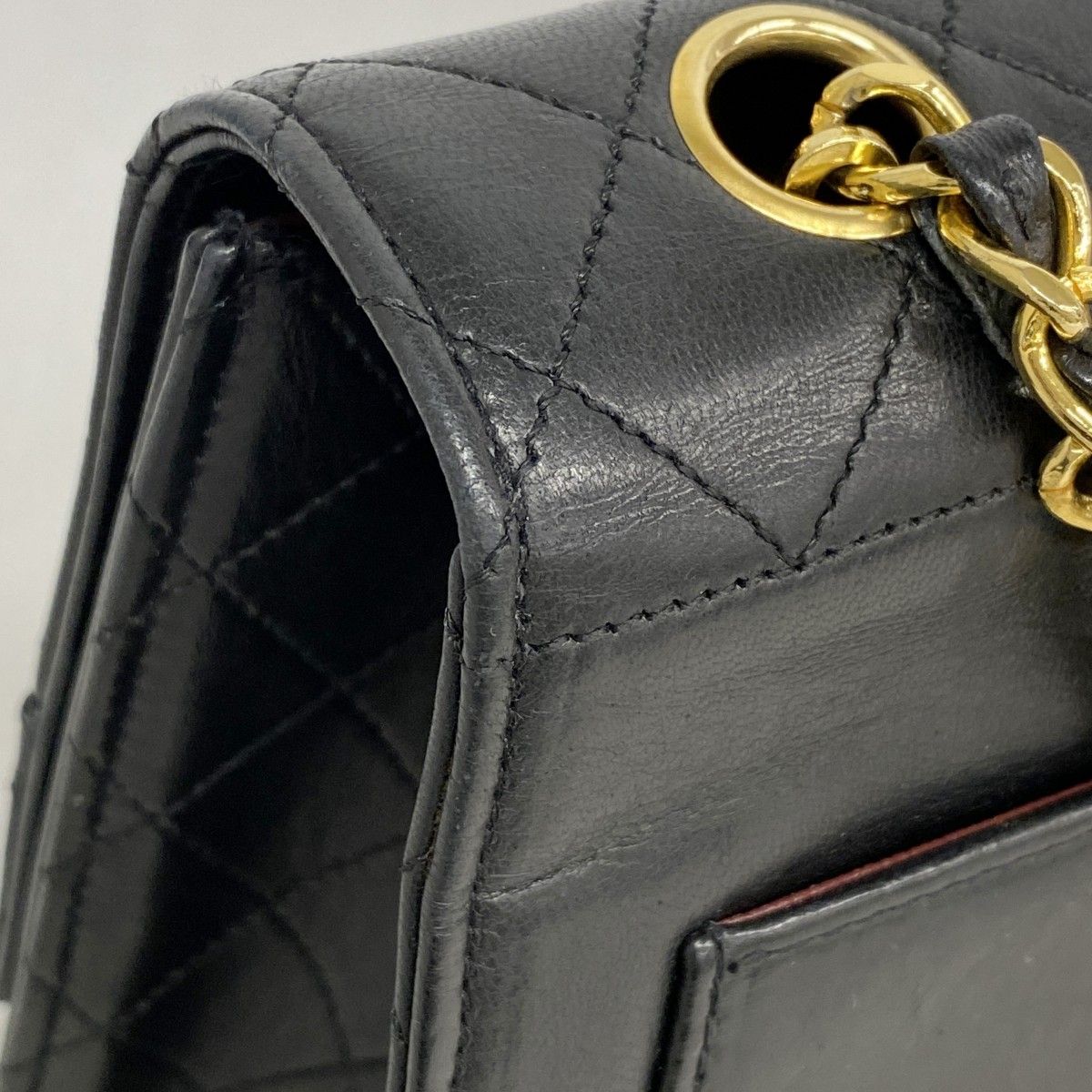 Chanel Shoulder Bag Quilted Lambskin Black Gold — view 7