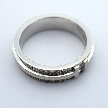 Tiffany & Co Ring T Narrow Pave 18k White Gold Diamond — view 7
