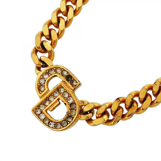 Dior Necklace CD Logo Gold Plated Rhinestone