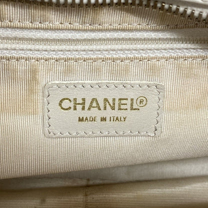 Chanel Chain Tote Quilted Caviar Leather White Champagne Gold — view 5