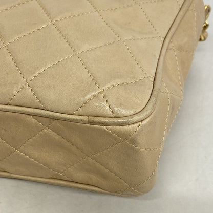 Chanel Shoulder Bag Quilted Lambskin Beige Gold — view 7