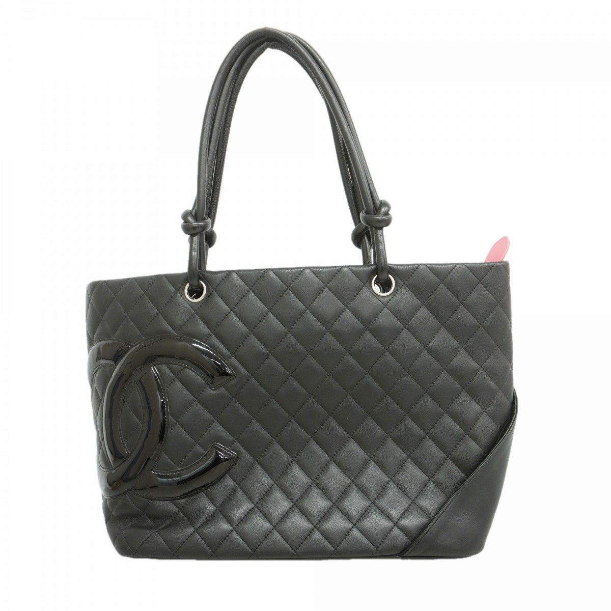 Chanel Tote Cambon Lambskin Patent Black Silver