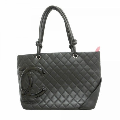 Chanel Tote Cambon Lambskin Patent Black Silver