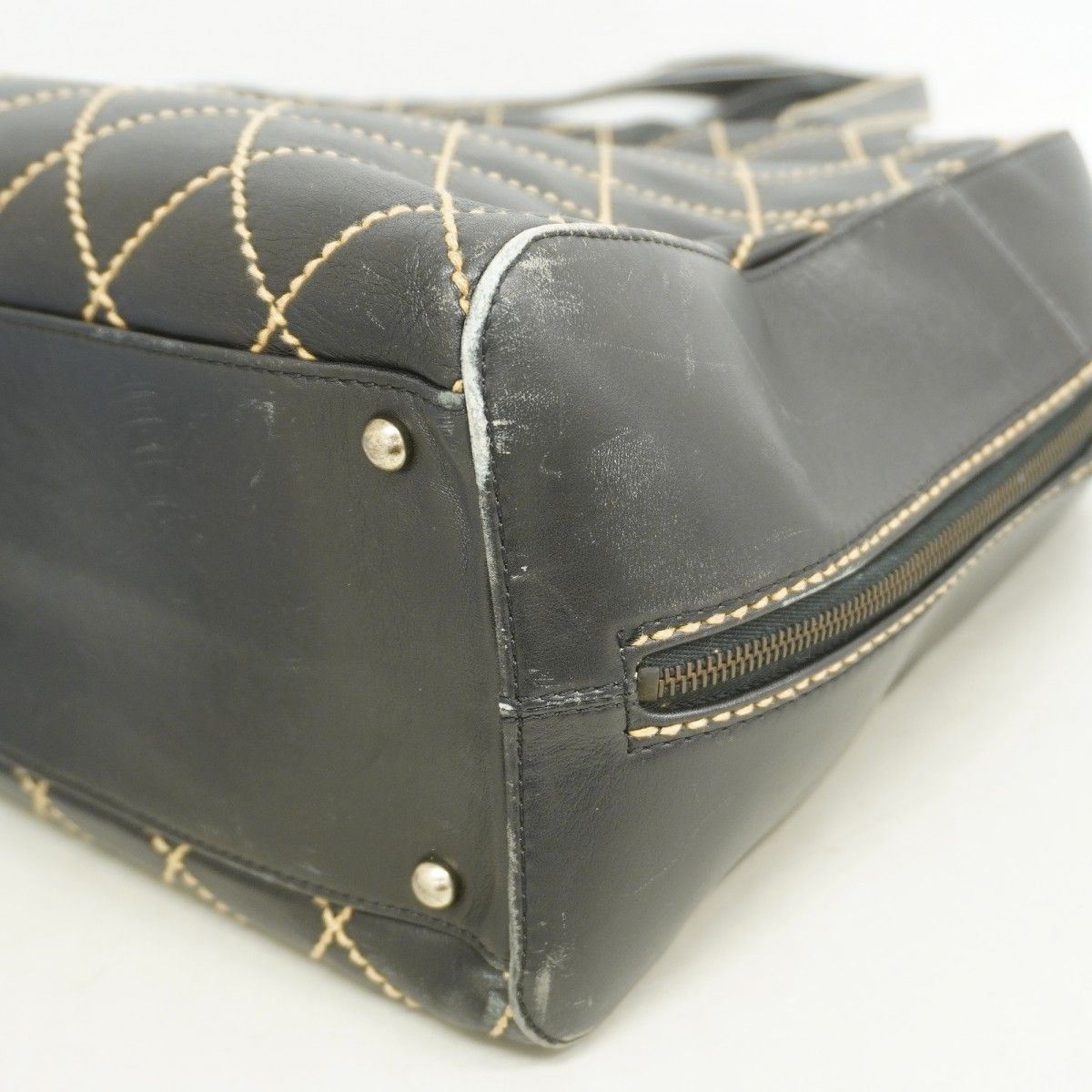 Chanel Handbag Wild Stitch Lambskin Black Silver — view 7