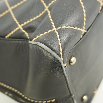 Chanel Handbag Wild Stitch Lambskin Black Silver — view 6