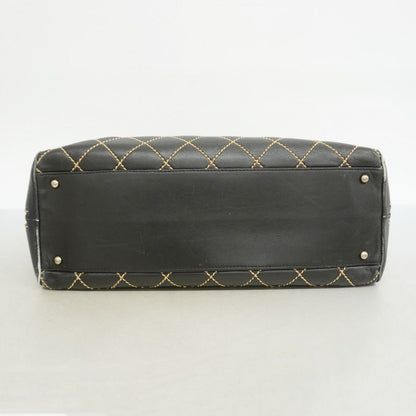Chanel Handbag Wild Stitch Lambskin Black Silver — view 3