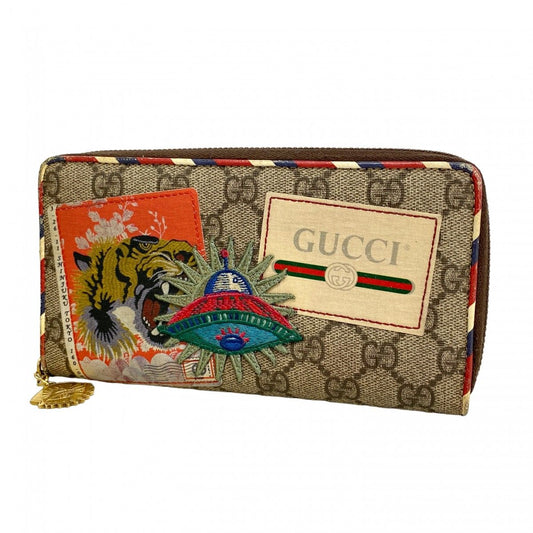 Gucci Wallet GG Supreme Brown Gold
