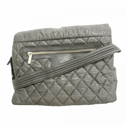 Chanel Shoulder Bag Coco Cocoon Nylon Gray Silver