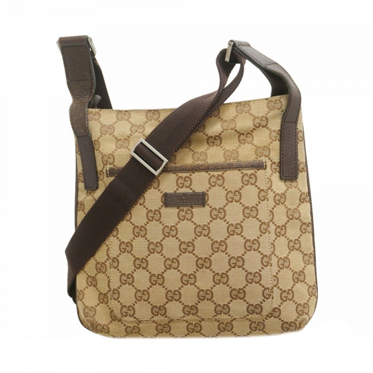Gucci Shoulder Bag GG Canvas Brown Silver