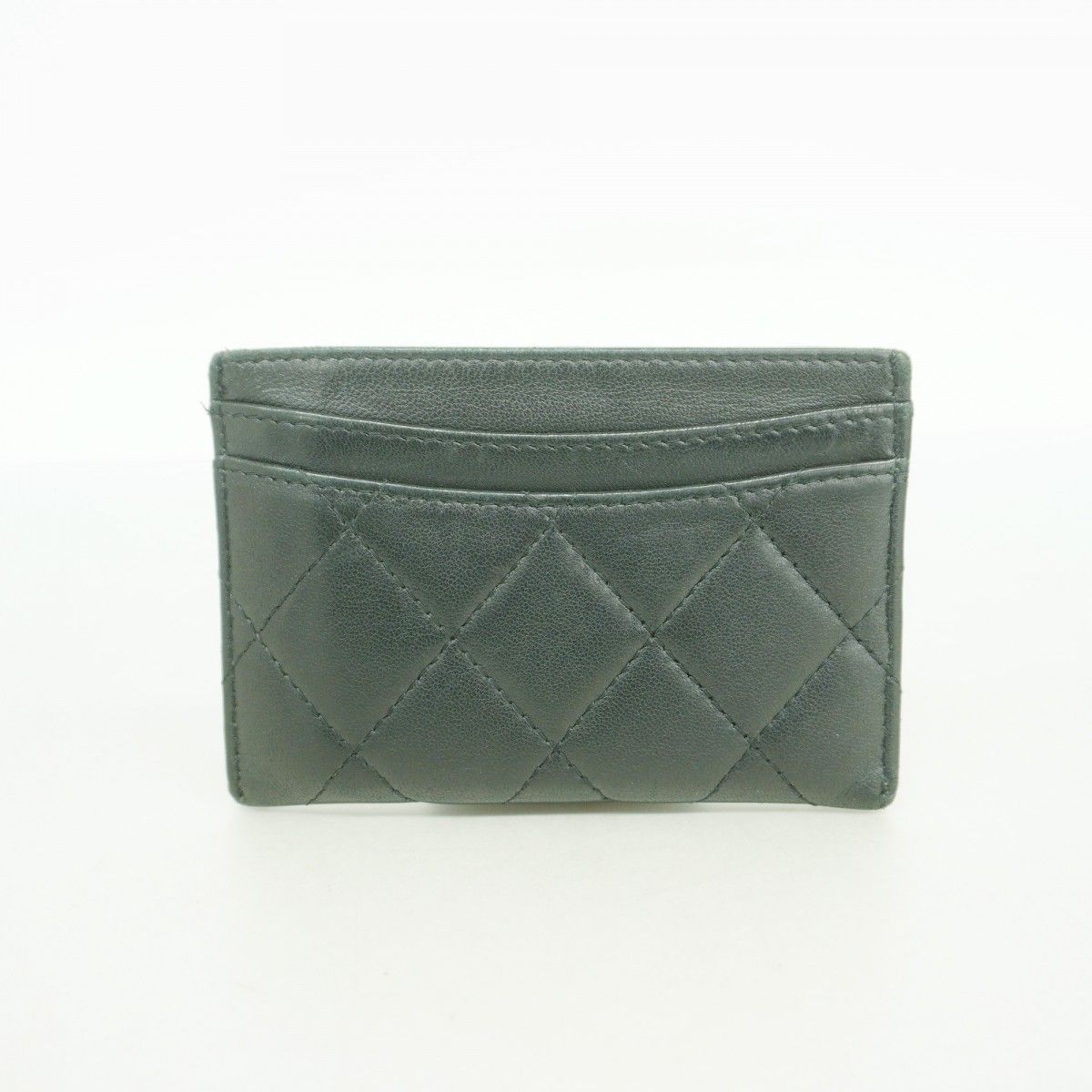 Chanel Card Case Quilted Lambskin Black Silver — view 8