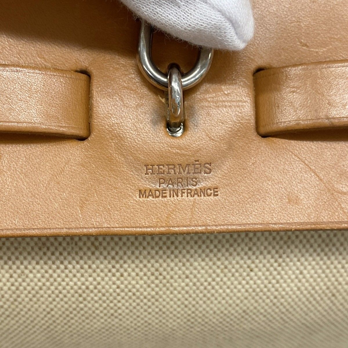 Hermes Handbag Toile Ash Natural Silver 2-Way — view 5