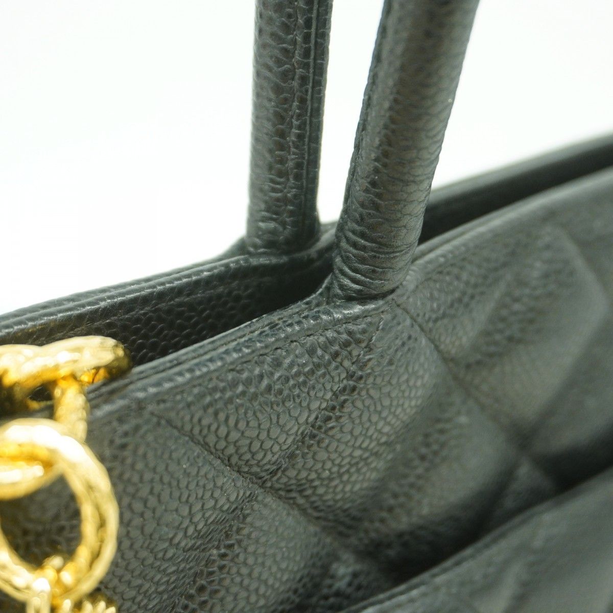 Chanel Tote Medallion Caviar Leather Black Gold — view 8