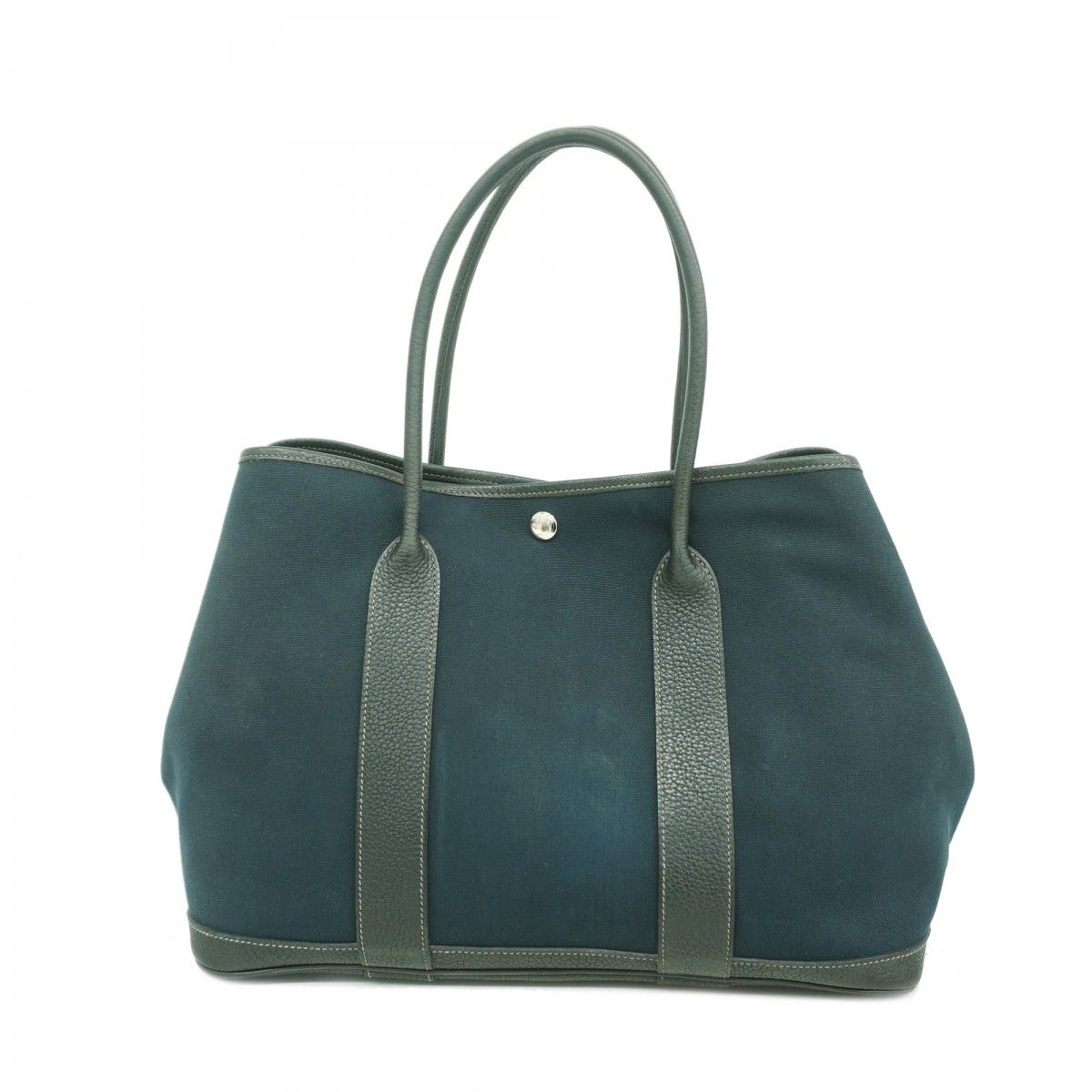 Hermes Tote Garden Party PM Toile Officier Black Silver