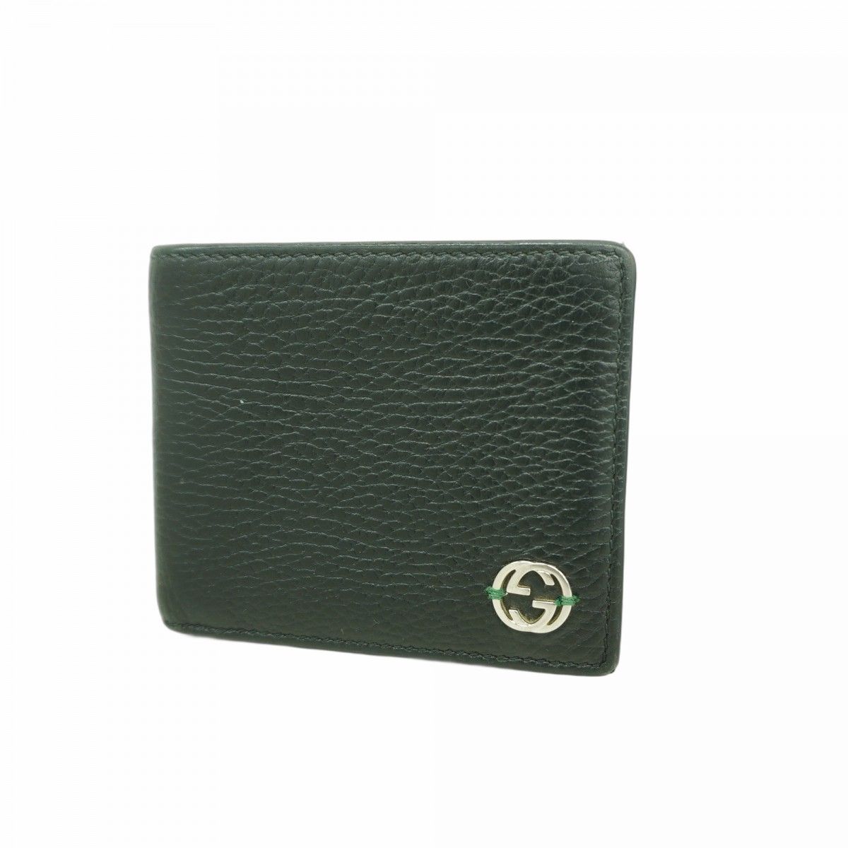 Gucci Wallet Interlocking Leather Black Silver