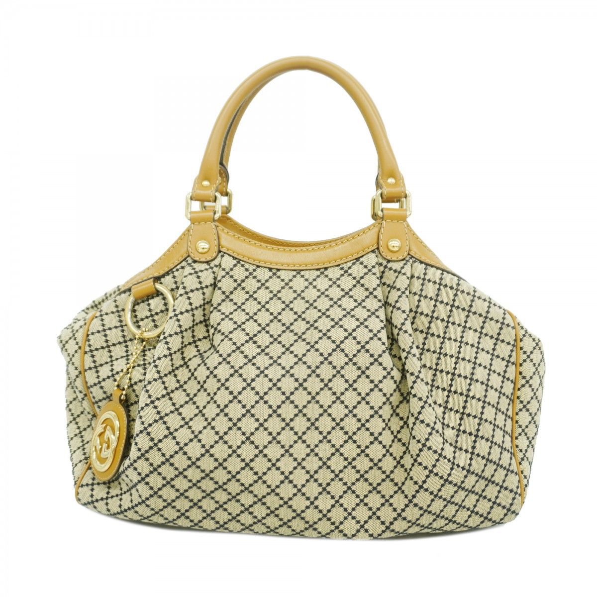 Gucci Tote Diamante Canvas Beige Brown Black Gold