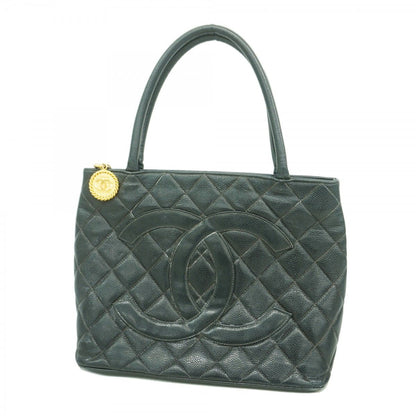Chanel Tote Medallion Caviar Leather Black Gold