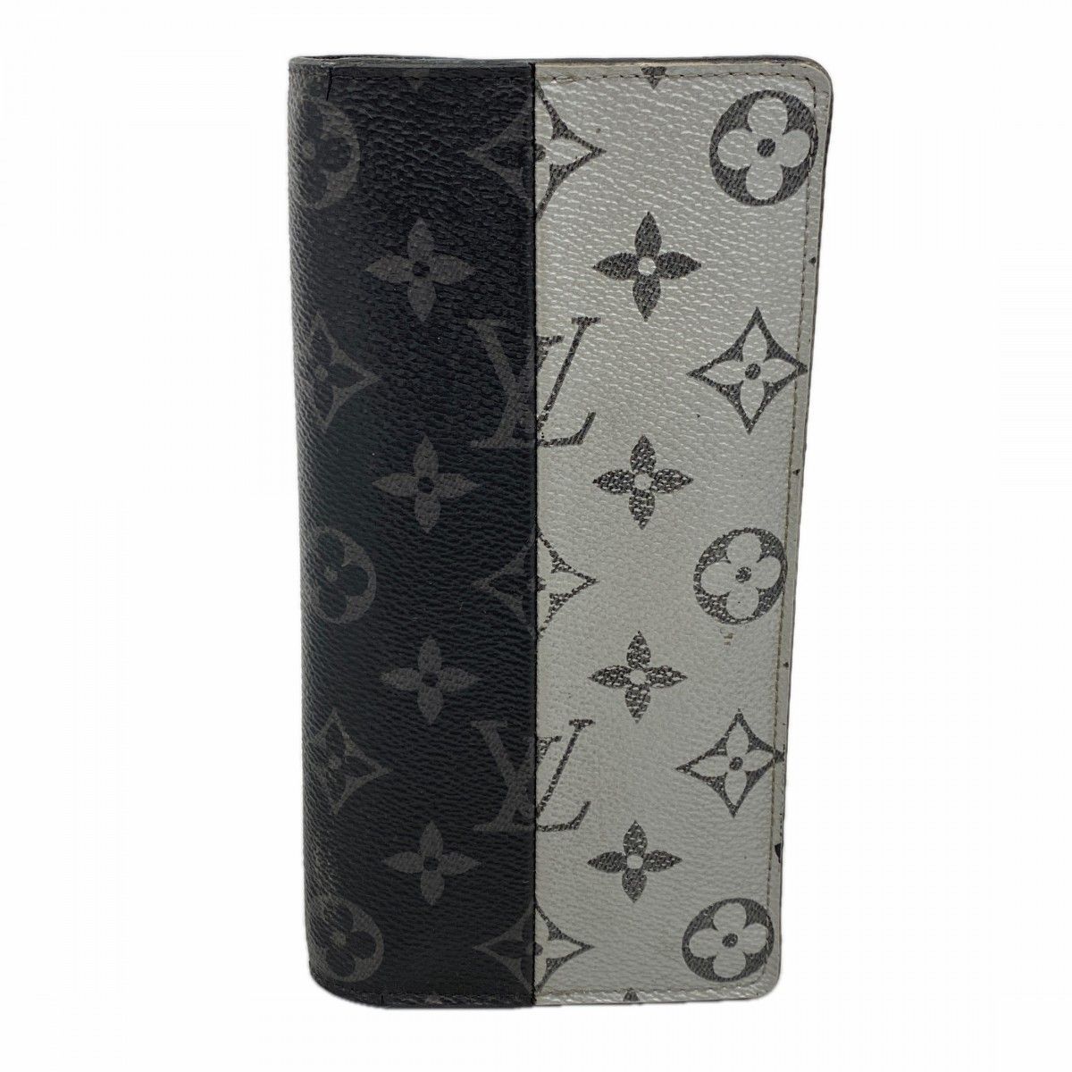 Louis Vuitton Wallet Monogram Eclipse Split Portefeuille Brazza Black Silver