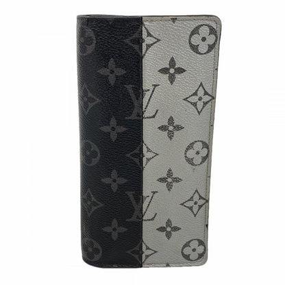 Louis Vuitton Wallet Monogram Eclipse Split Portefeuille Brazza Black Silver