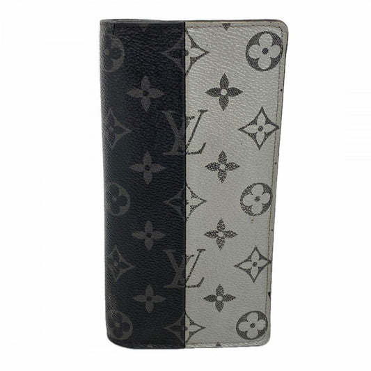 Louis Vuitton Wallet Monogram Eclipse Split Portefeuille Brazza Black Silver