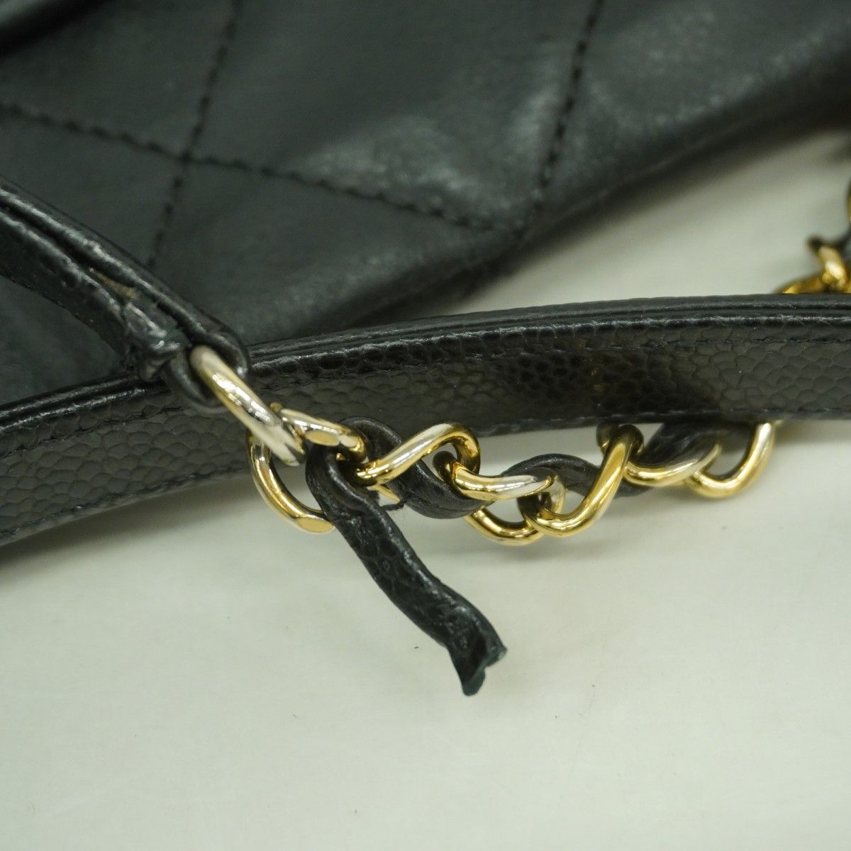 Chanel Chain Tote Quilted Caviar Leather Black Gold — view 8