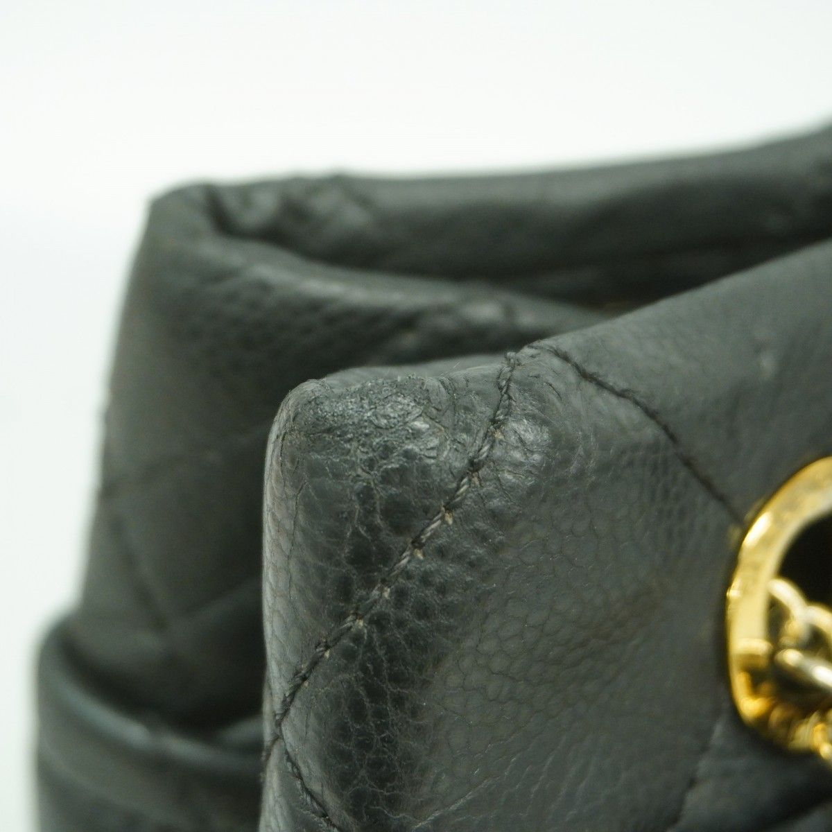 Chanel Chain Tote Quilted Caviar Leather Black Gold — view 6