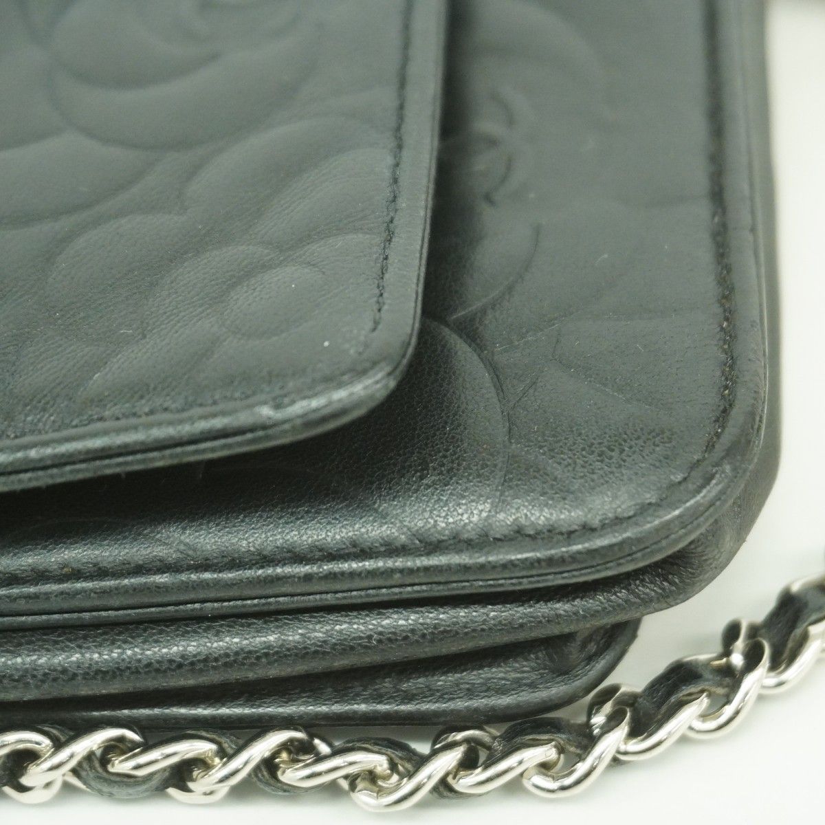 Chanel Shoulder Wallet Camellia Lambskin Black Silver — view 6