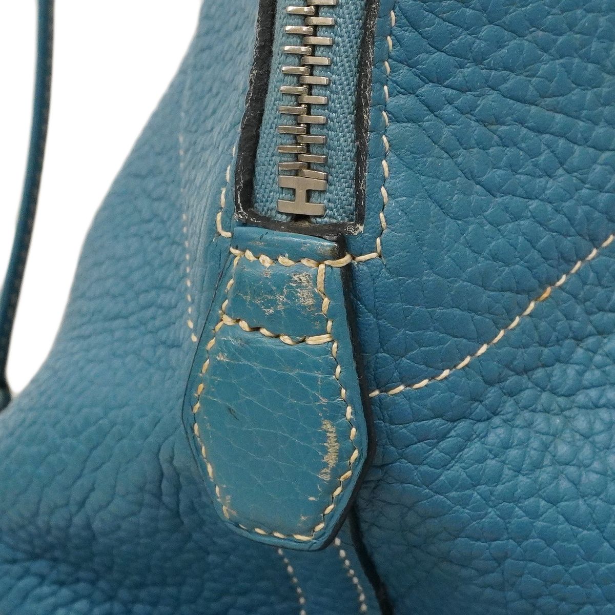 Hermes Handbag Bolide 31 Taurillon Clemence Blue Jean Silver 2-Way — view 7