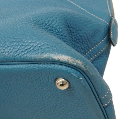 Hermes Handbag Bolide 31 Taurillon Clemence Blue Jean Silver 2-Way — view 6