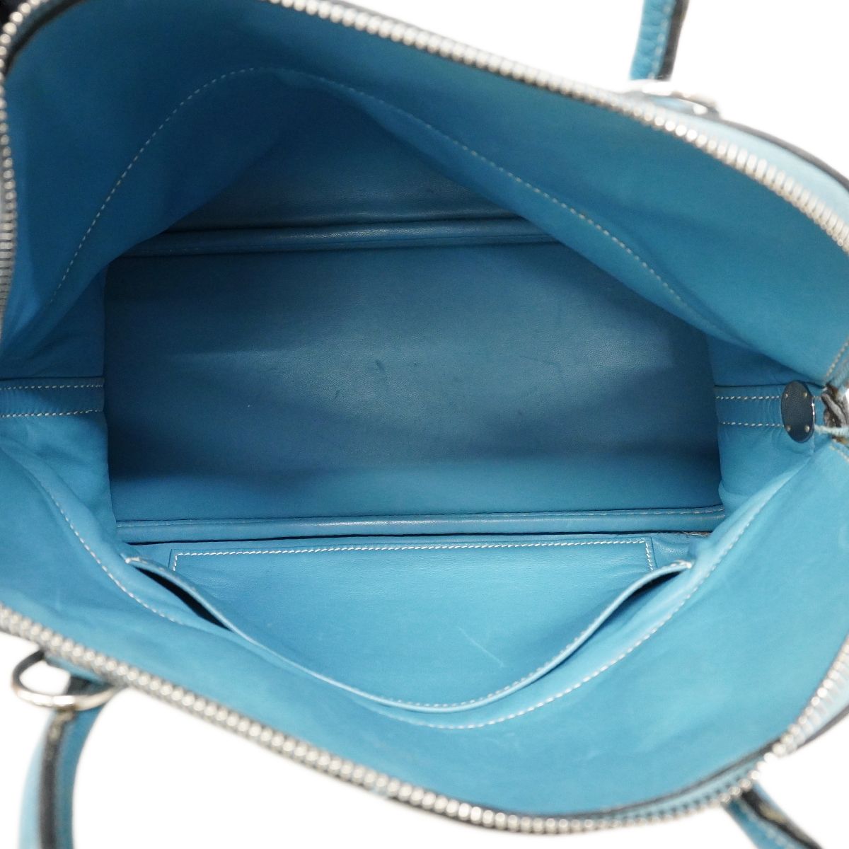 Hermes Handbag Bolide 31 Taurillon Clemence Blue Jean Silver 2-Way — view 4