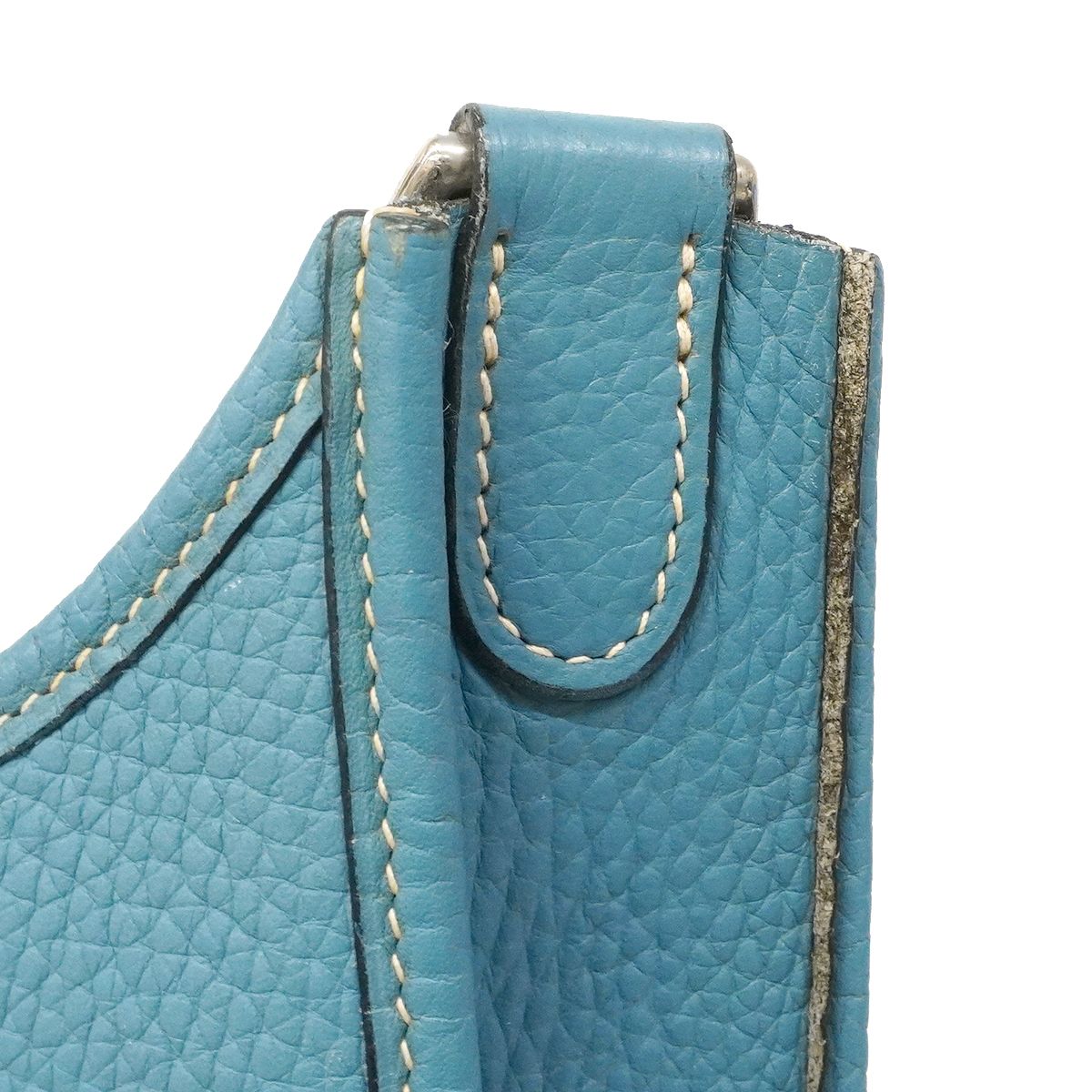 Hermes Shoulder Bag Evelyne Taurillon Clemence Blue Jean Silver — view 7