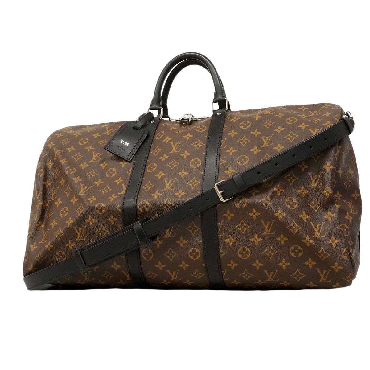 Louis Vuitton Boston Bag Monogram Macassar Keepall Bandouliere 55 Brown Black